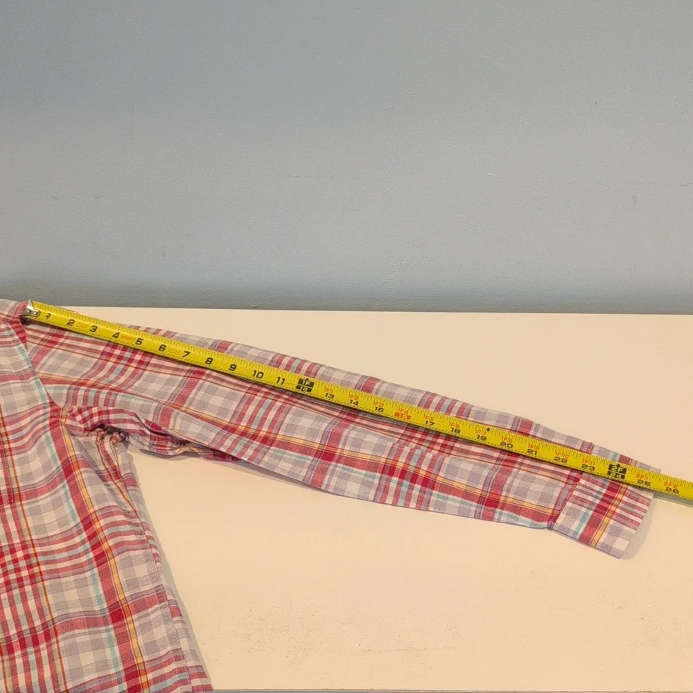 Banana Republic Men's Medium Linen Blend Long Sleeve Button Down Plaid Shirt